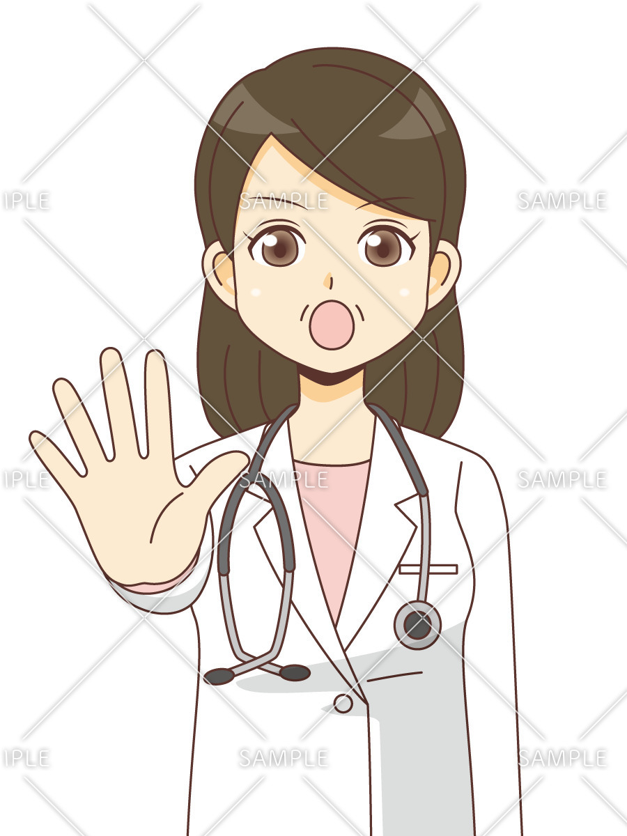 ドクターストップをかける女性医師（医者/医療・病気）のイラスト