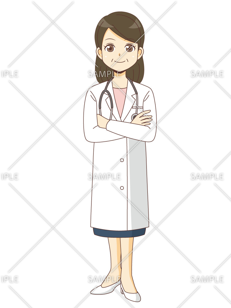 腕を組む女性医師（医者/医療・病気）のイラスト