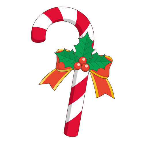 杖のかたちのクリスマスキャンデー（季節・行事/その他一般・装飾）のイラスト