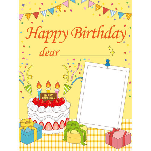 写真入り誕生日カード（お便り・お便りフレーム/フレーム・テンプレート）のイラスト