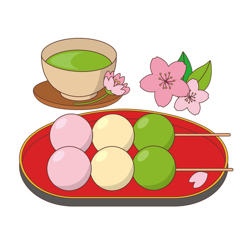 三色団子と抹茶（季節・行事/その他一般・装飾）のイラスト