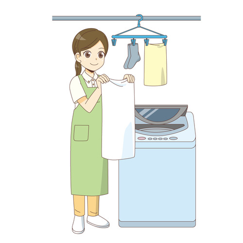 訪問介護サービスでの洗濯（訪問介護・訪問看護/施設・サービス）のイラスト