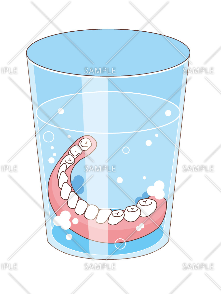 総入れ歯の洗浄（入れ歯/福祉用具）のイラスト
