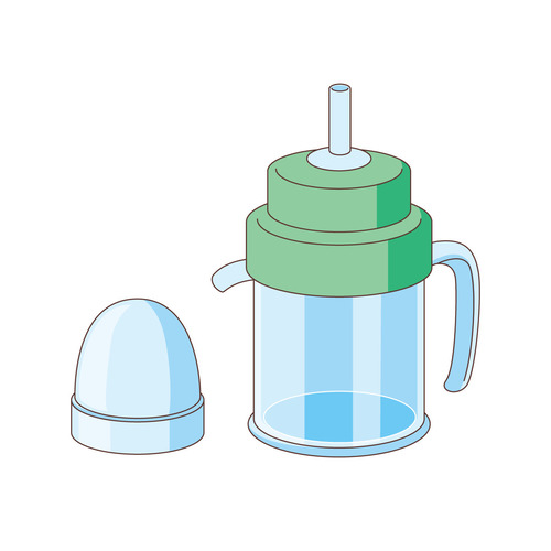 自助食器 - ストローカップ（食事・食事介助/介護・生活）のイラスト