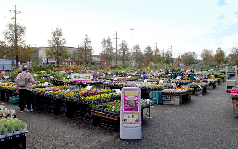 「ガーデンセンター」ではバラに限らず幅広い園芸用品が販売されている。