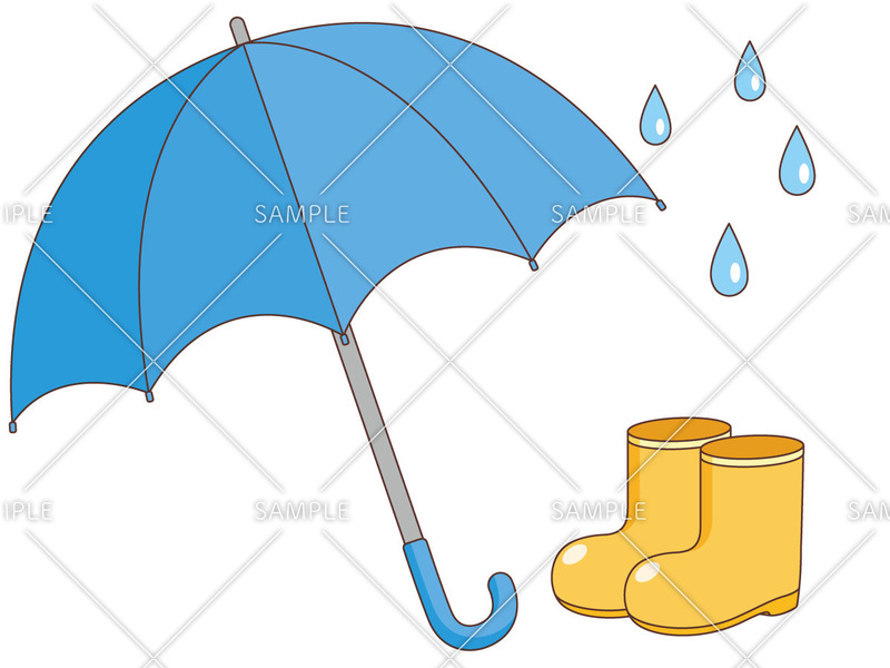 雨傘と長靴のイラスト