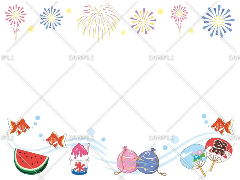 夏祭りイメージのフレームのイラスト