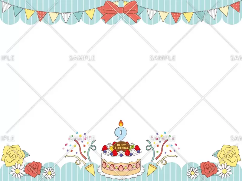誕生日カード（9月）（お便り・お便りフレーム/フレーム・テンプレート）のイラスト