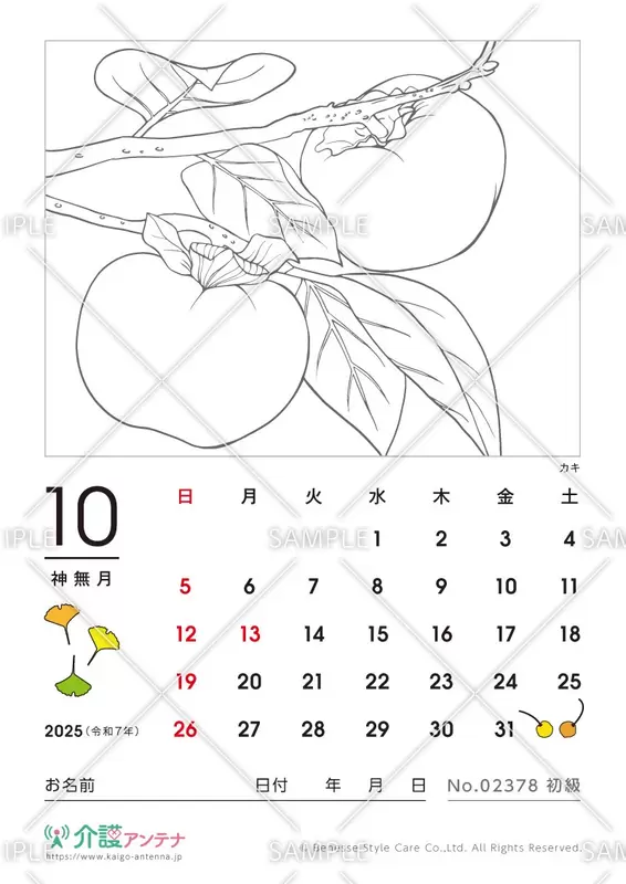 塗り絵「カキ（植物）」
