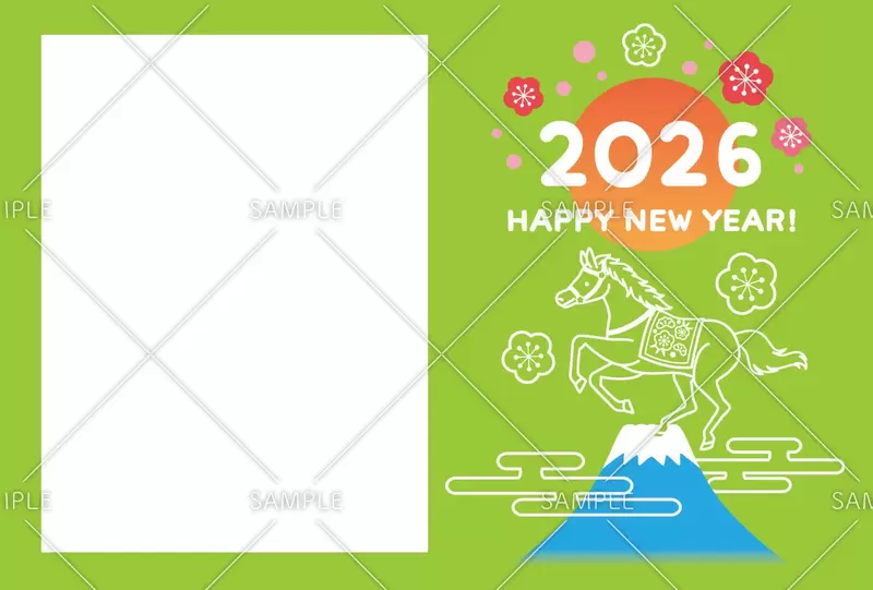 2026年の年賀状デザイン「馬と富士山」
