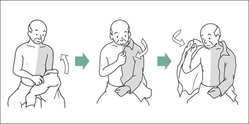 【片麻痺の更衣着脱】座位での更衣手順と方法を分かりやすく解説！