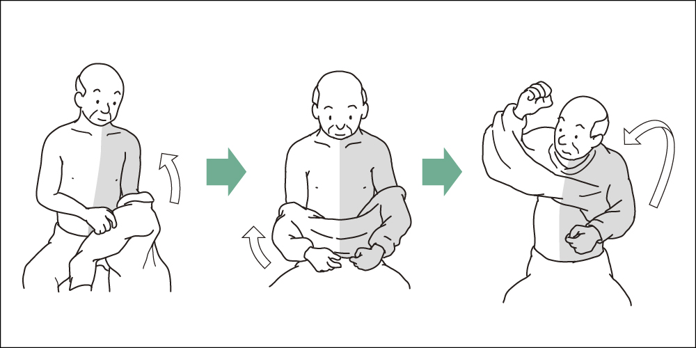 【片麻痺の更衣着脱】座位での更衣手順と方法を分かりやすく解説！