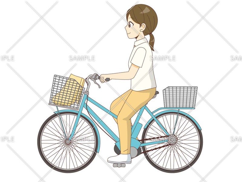 自転車で訪問するホームヘルパーのイラスト