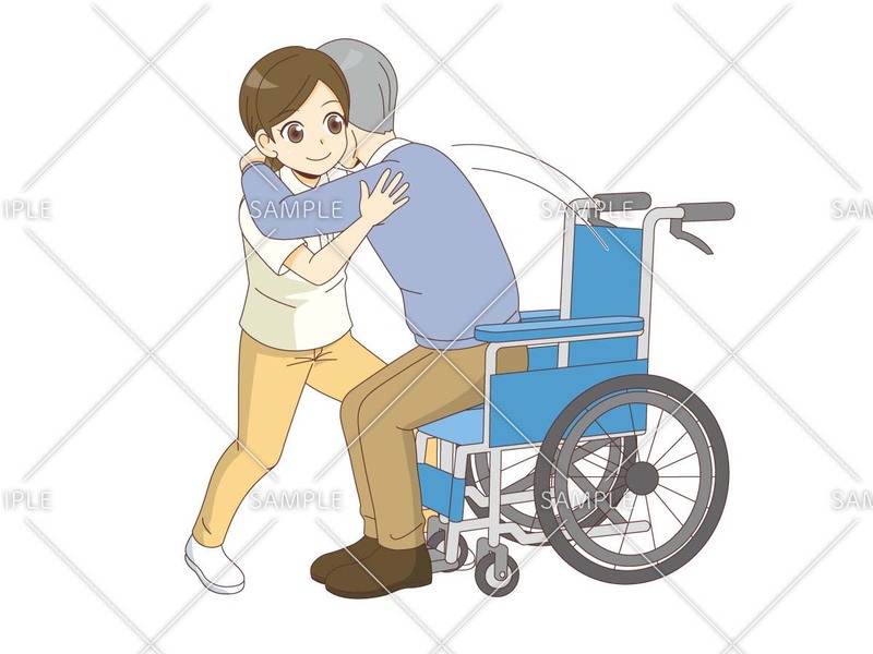 車椅子からの移乗のイラスト