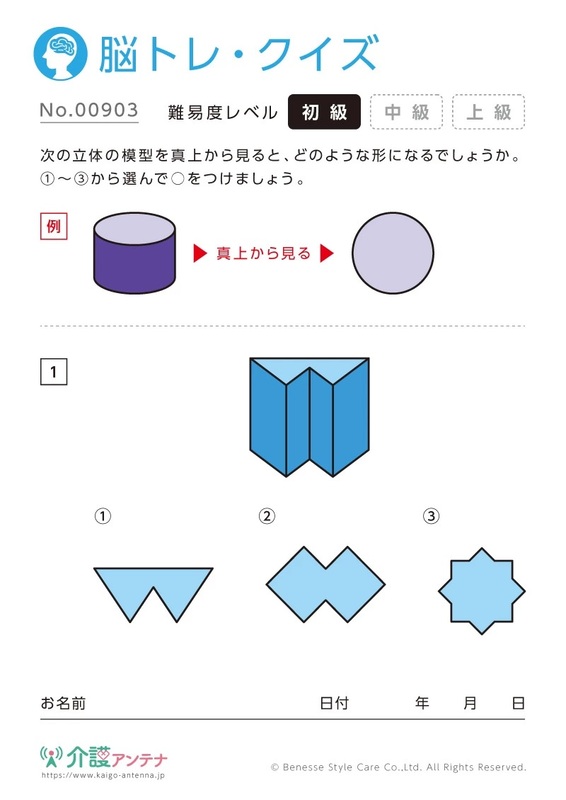 立体の模型を真上から見る脳トレ・クイズ - No.00903/初級