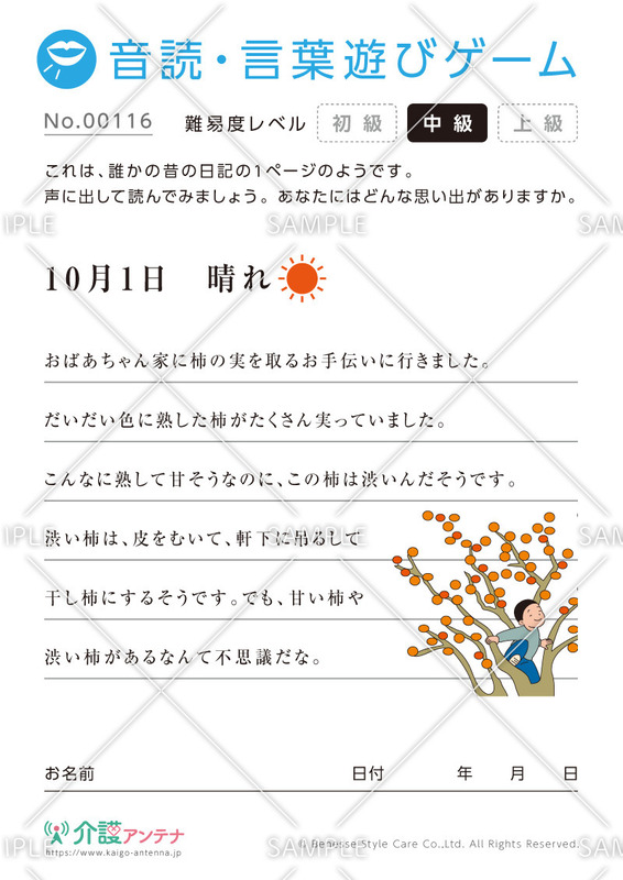 日記の音読・言葉遊びゲーム- No.00116