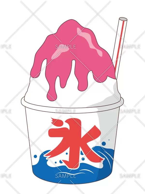 いちご味のかき氷のイラスト
