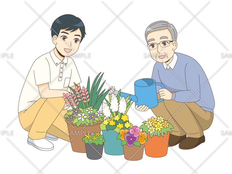 園芸レクリエーションを行う男性高齢者