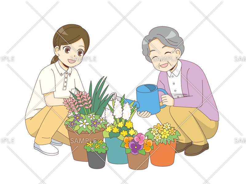 園芸レクリエーションを行う女性高齢者