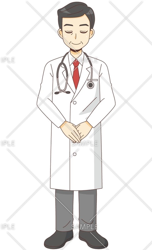 おじぎする男性の医者のイラスト