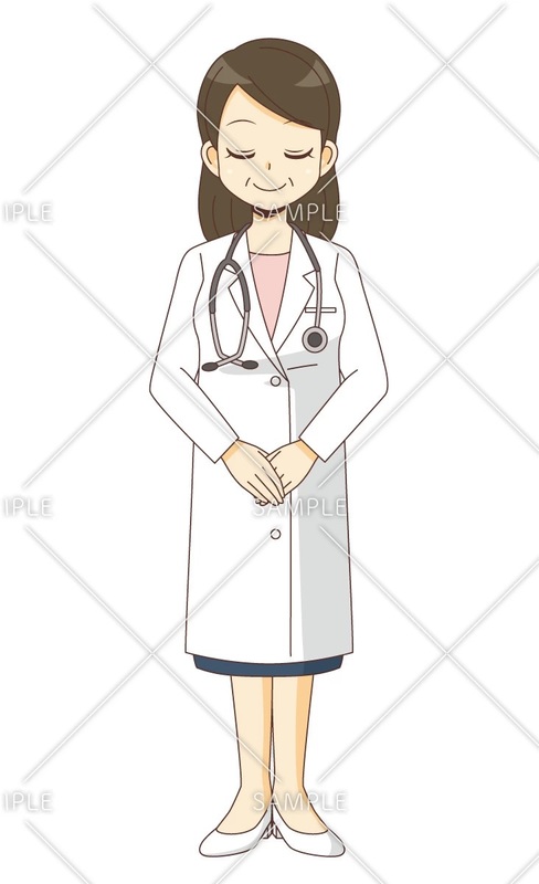 おじぎする女性の医者のイラスト