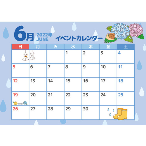 2022年6月イベントカレンダー（お便り・お便りフレーム/フレーム・テンプレート）のイラスト