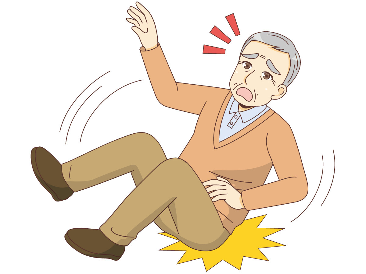 転倒して尻もちをつく男性高齢者 その他高齢者の病気 怪我 事故 医療 病気 の無料イラスト 介護アンテナ