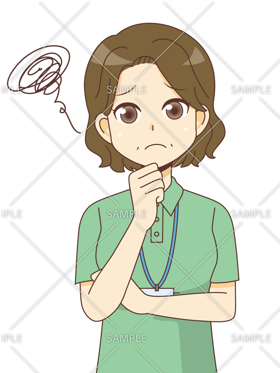 困っている女性ケアマネジャー ケアマネジャー 社会福祉士 介護現場の人物 の無料イラスト 介護アンテナ 困っている女性ケアマネジャー ケアマネジャー 社会福祉士 介護現場の人物 の無料イラスト 介護アンテナ