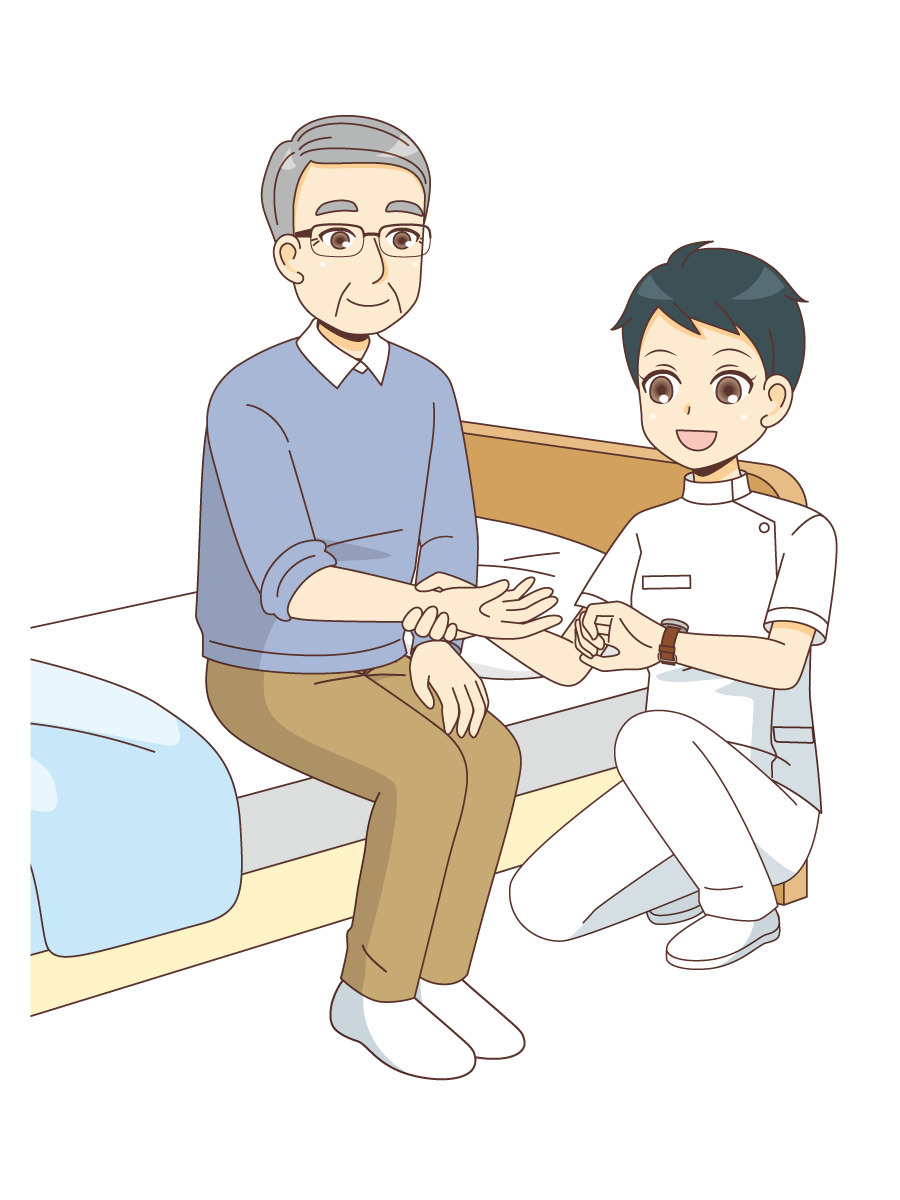 女性看護師による脈拍測定 デイサービス デイケア 施設 サービス の無料イラスト 介護アンテナ