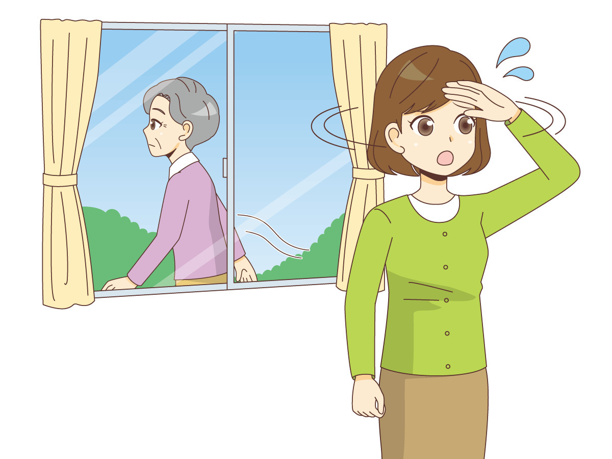 徘徊する女性高齢者を探すご家族 認知症 物忘れ 医療 病気 の無料イラスト 介護アンテナ 徘徊する女性高齢者を探すご家族 認知症 物忘れ 医療 病気 の無料イラスト 介護アンテナ