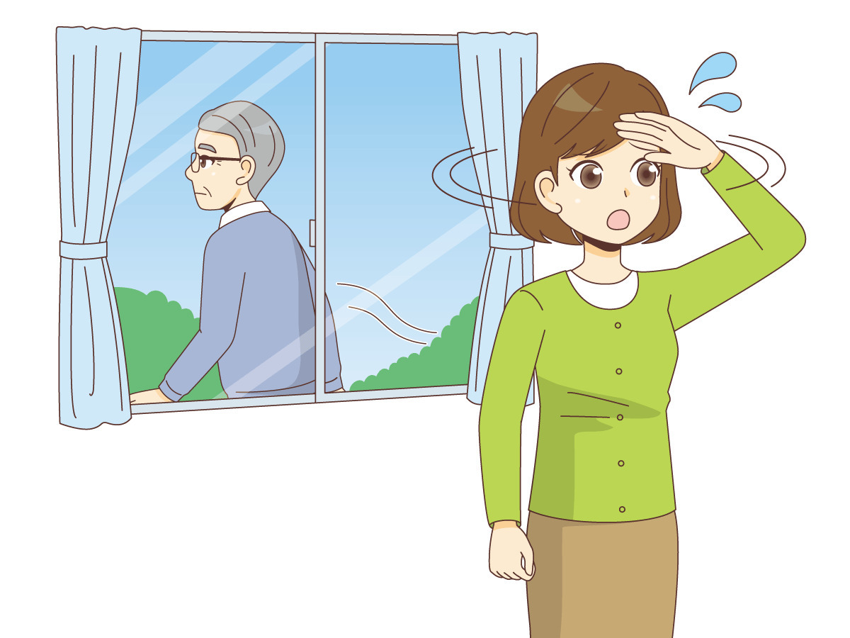 徘徊する男性高齢者を探すご家族 認知症 物忘れ 医療 病気 の無料イラスト 介護アンテナ