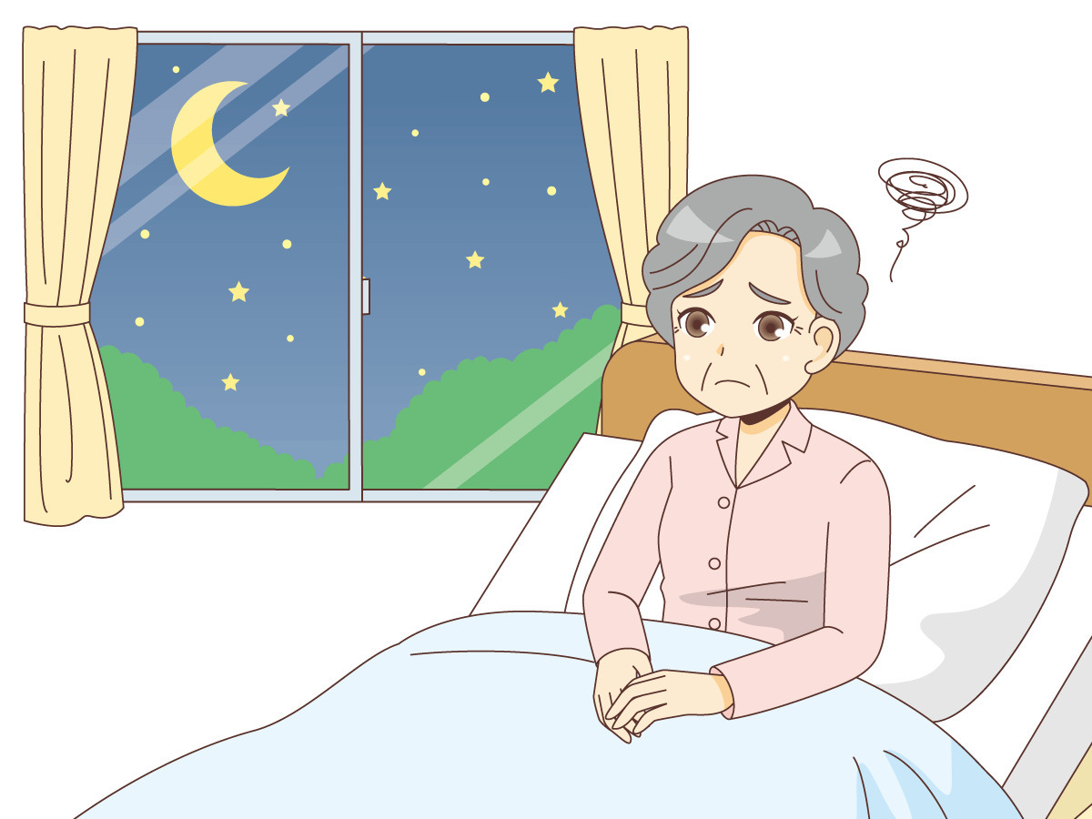不眠症の女性高齢者 その他高齢者の病気 怪我 事故 医療 病気 の無料イラスト 介護アンテナ