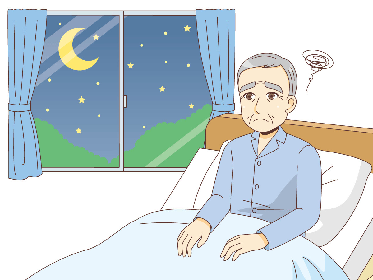 不眠症の男性高齢者 その他高齢者の病気 怪我 事故 医療 病気 の無料イラスト 介護アンテナ