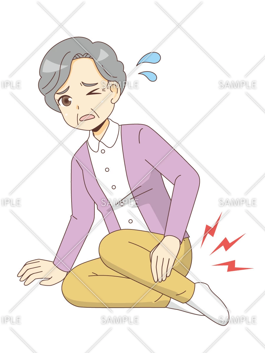 足を痛める女性高齢者（その他高齢者の病気・怪我・事故/医療・病気）のイラスト