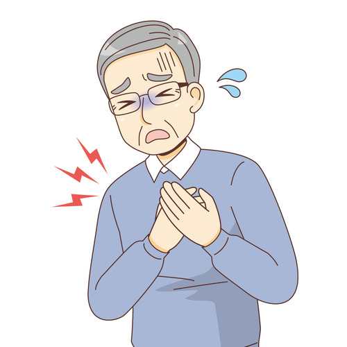 胸を押さえる男性高齢者（その他高齢者の病気・怪我・事故/医療・病気）