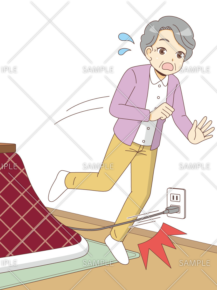 電源コードにつまずく女性高齢者 その他高齢者の病気 怪我 事故 医療 病気 の無料イラスト 介護アンテナ 電源コードにつまずく女性高齢者 その他高齢者の病気 怪我 事故 医療 病気 の無料イラスト 介護アンテナ