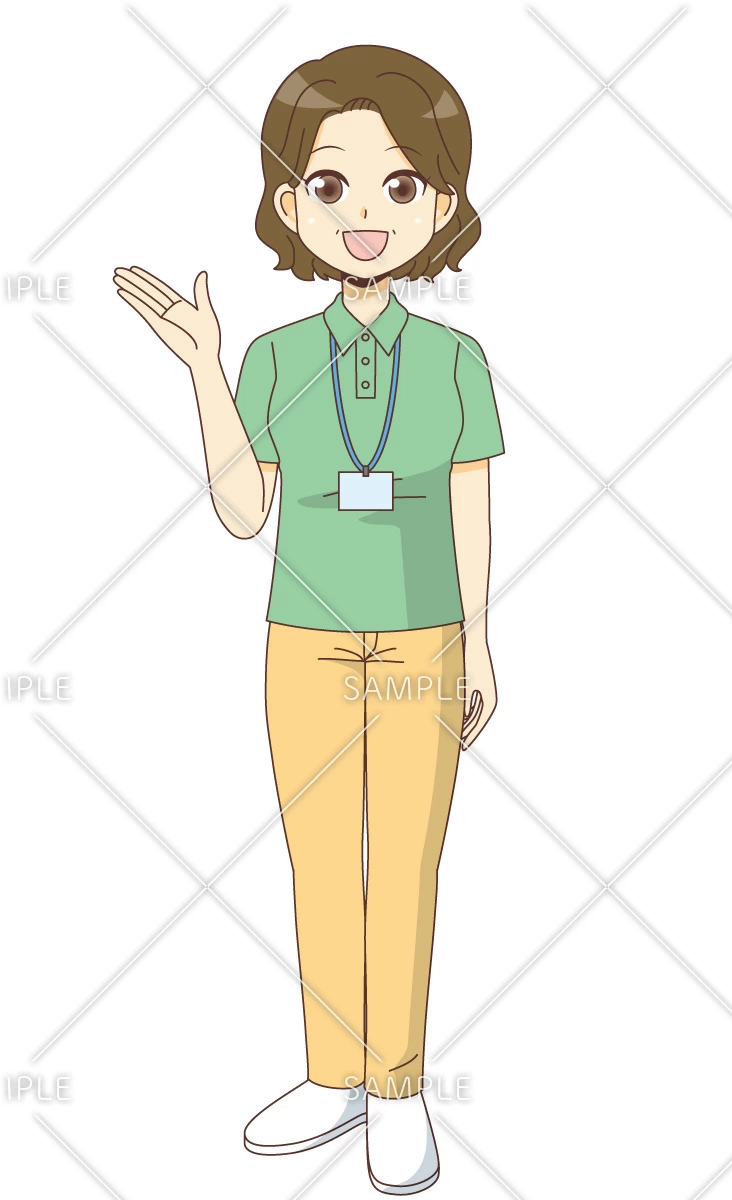 ご案内する女性ケアマネジャー（ケアマネジャー・社会福祉士/介護現場の人物）のイラスト