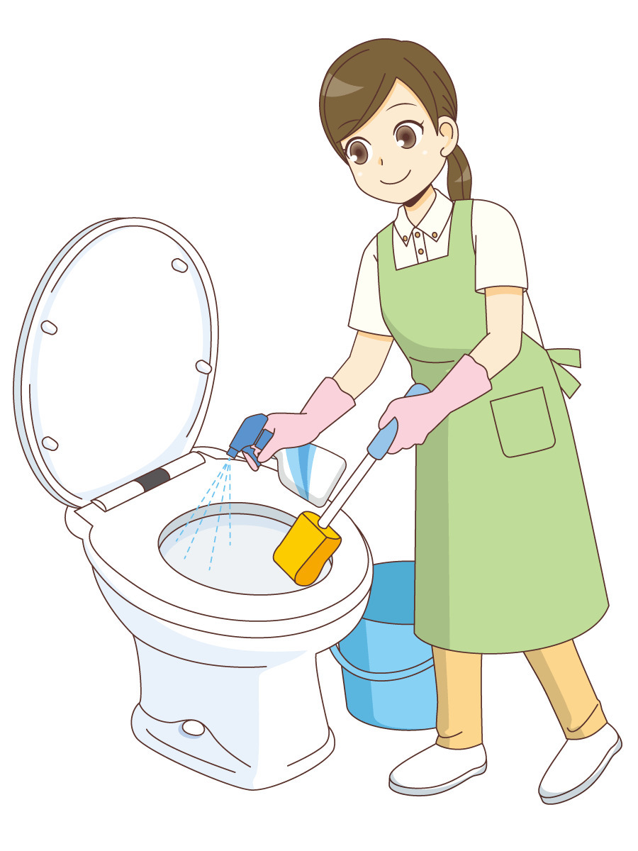 トイレ掃除をするホームヘルパー 訪問介護 訪問看護 施設 サービス の無料イラスト 介護アンテナ