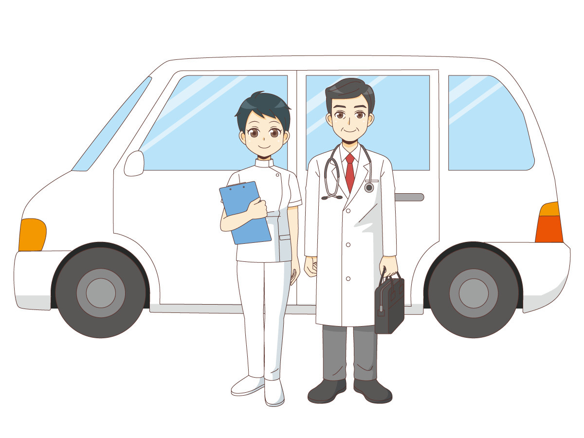 訪問診療へ向かう男性医師と女性看護師 訪問介護 訪問看護 施設 サービス の無料イラスト 介護アンテナ