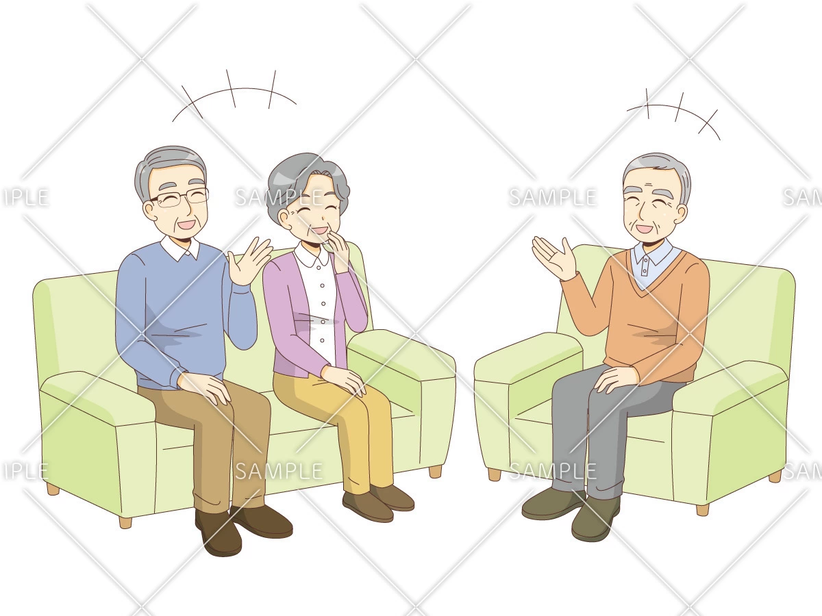 介護施設での談笑の様子（グループホーム/施設・サービス）のイラスト