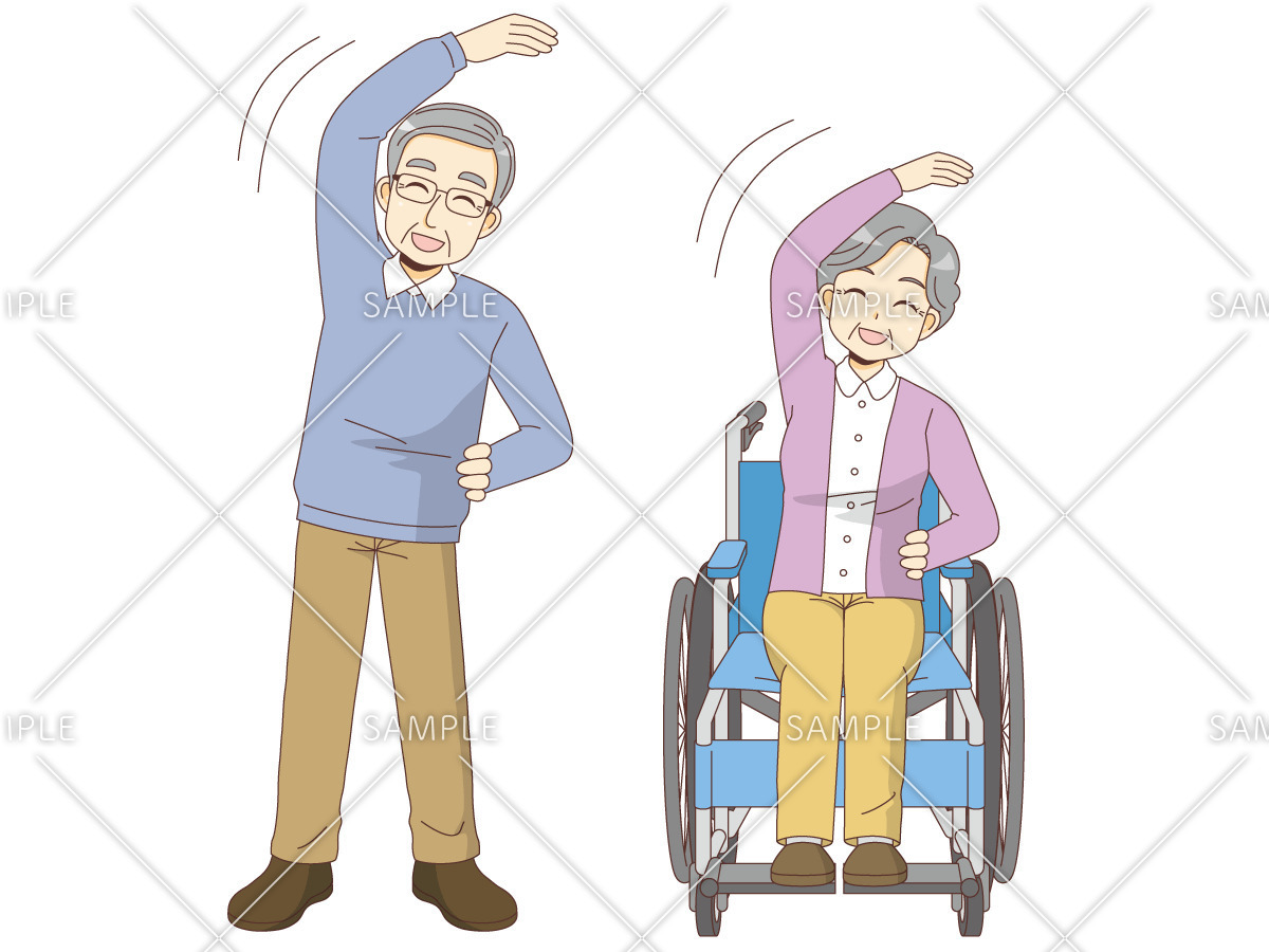 準備体操をする高齢者（運動・椅子体操/介護・生活）のイラスト