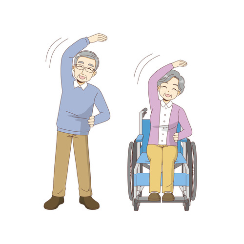準備体操をする高齢者（運動・椅子体操/介護・生活）のイラスト