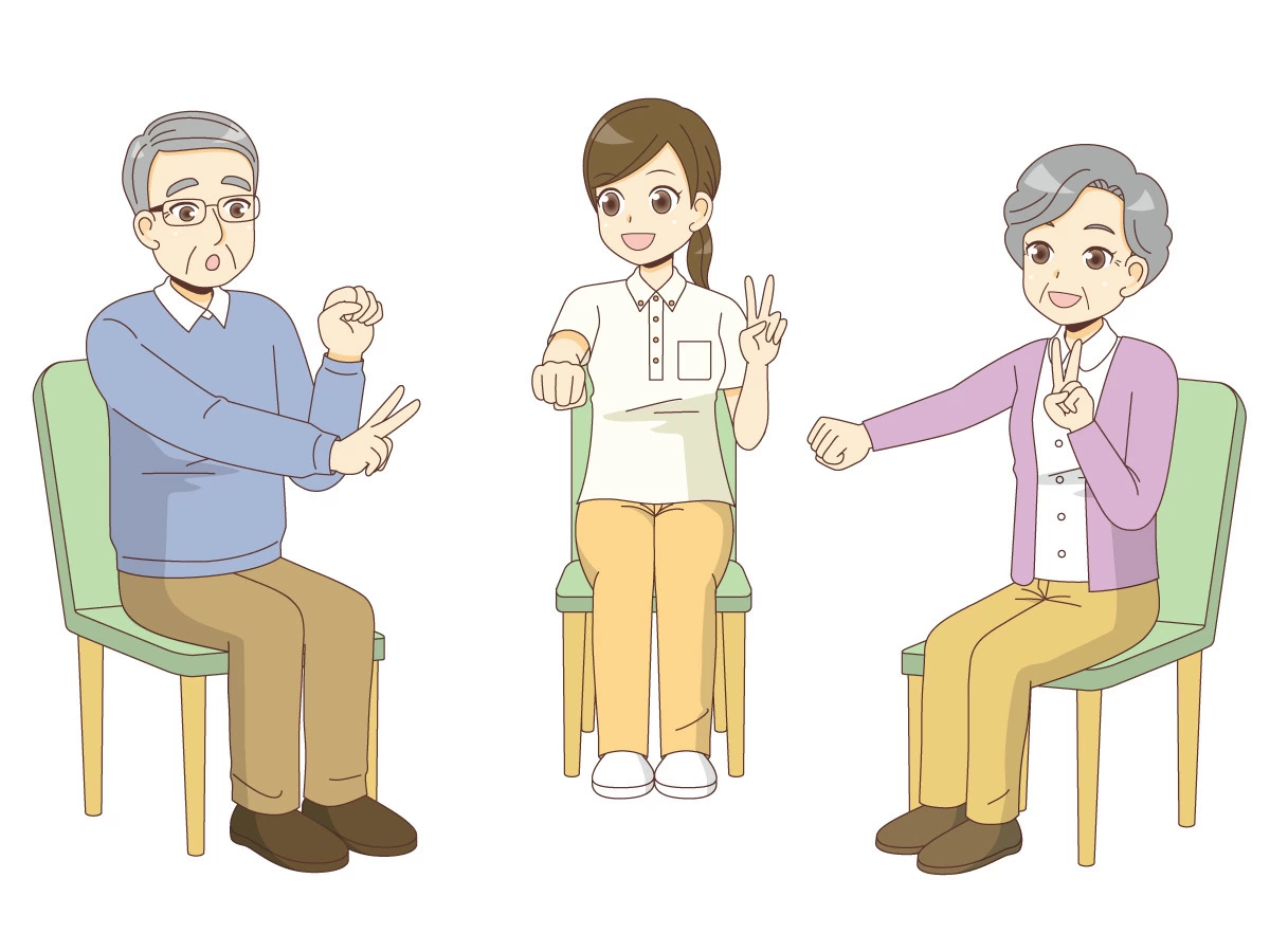 脳トレ・頭の体操をする高齢者のイラスト