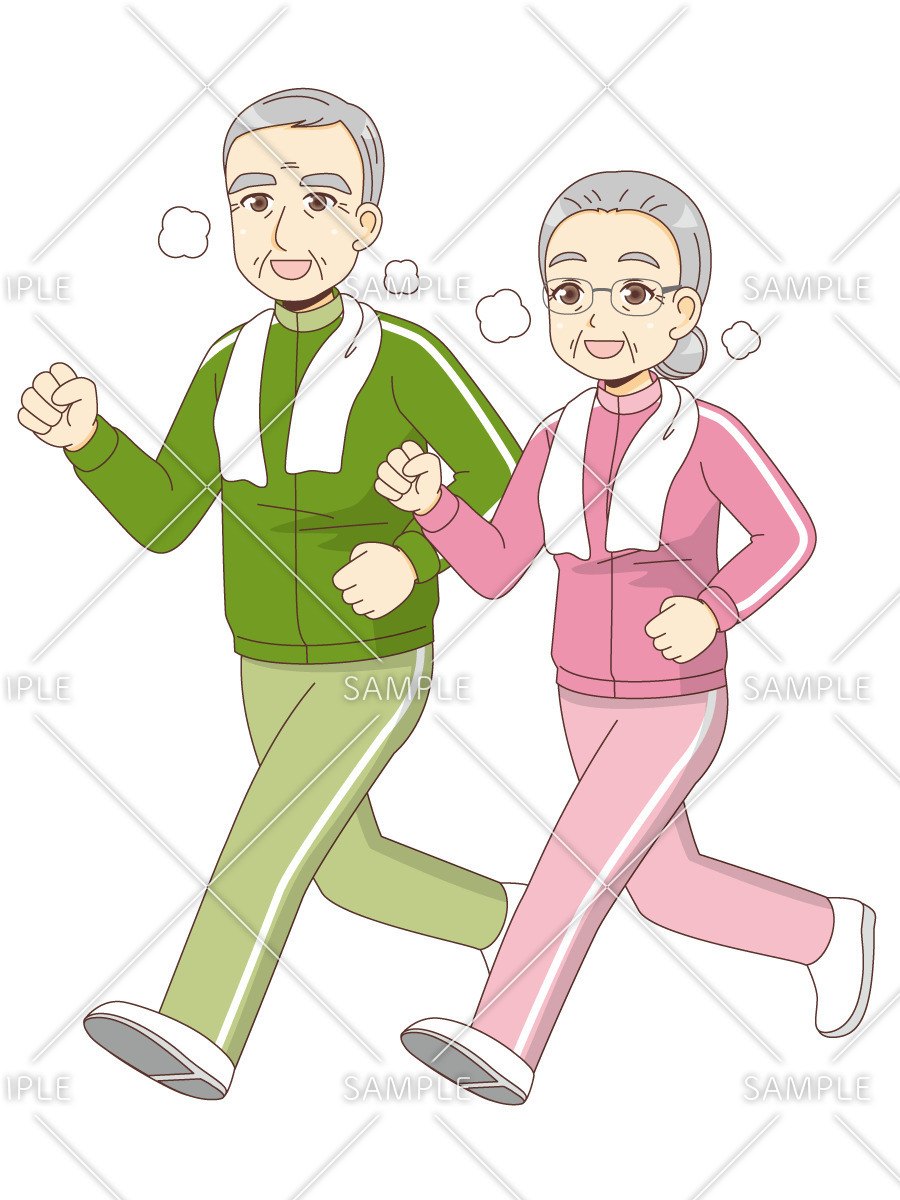 ランニングをする高齢者（運動・椅子体操/介護・生活）のイラスト