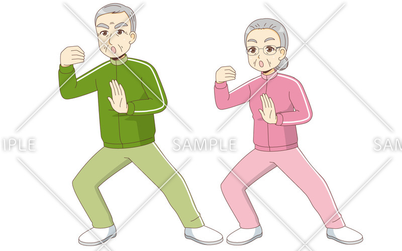 太極拳をする高齢者 運動 椅子体操 介護 生活 の無料イラスト 介護アンテナ
