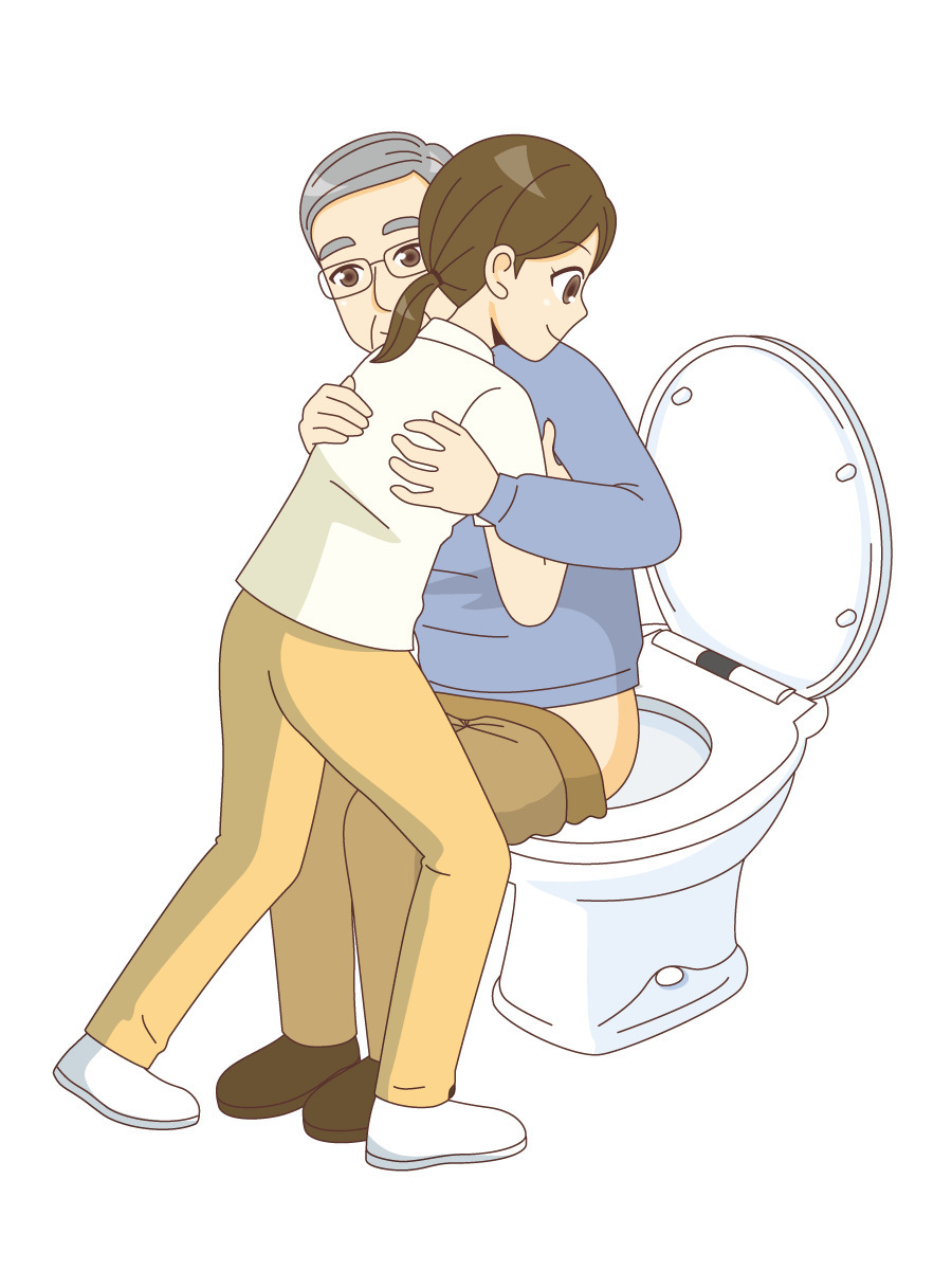 トイレ介助をする女性介護職員 歩行介助 入浴介助 おむつ交換 介護 生活 の無料イラスト 介護アンテナ