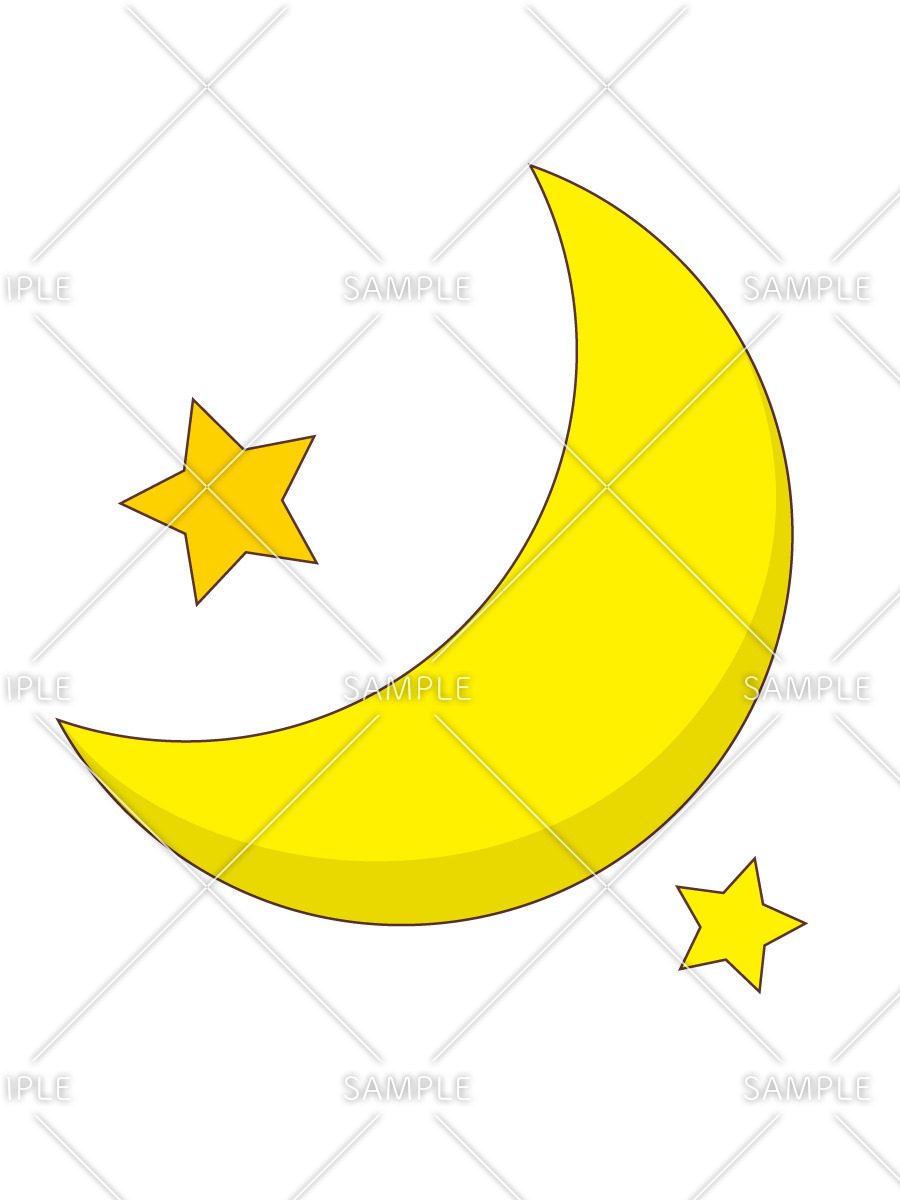 三日月と星 天気 その他一般 装飾 の無料イラスト 介護アンテナ