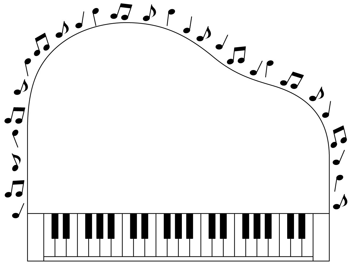 ピアノと音符のフレーム お便り お便りフレーム フレーム テンプレート の無料イラスト 介護アンテナ