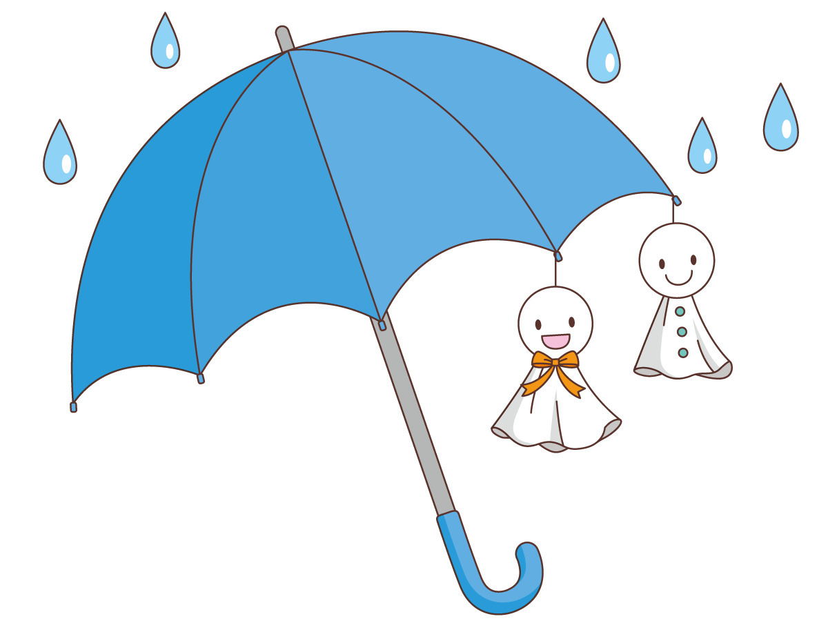 てるてる坊主と傘 天気 その他一般 装飾 の無料イラスト 介護アンテナ