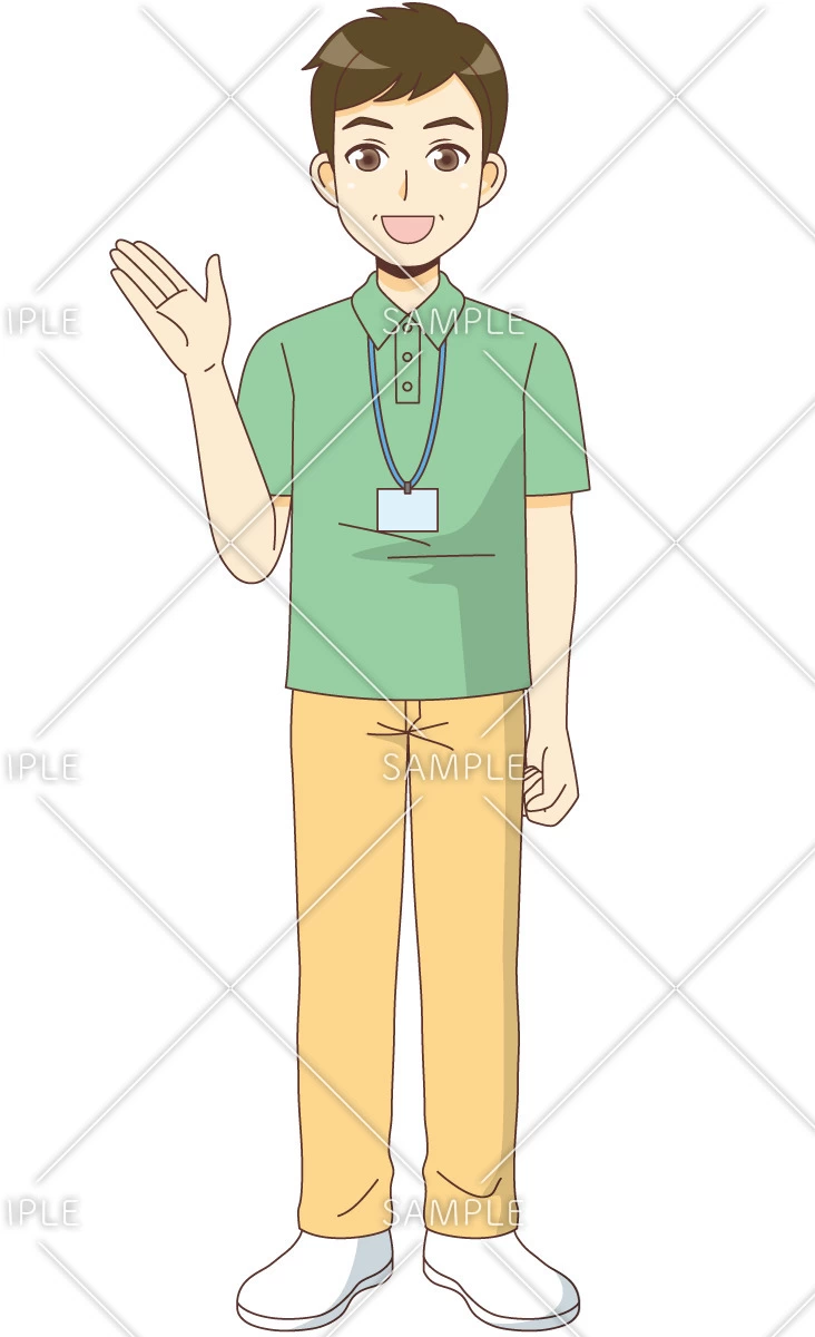 ご案内する男性ケアマネジャー（ケアマネジャー・社会福祉士/介護現場の人物）のイラスト